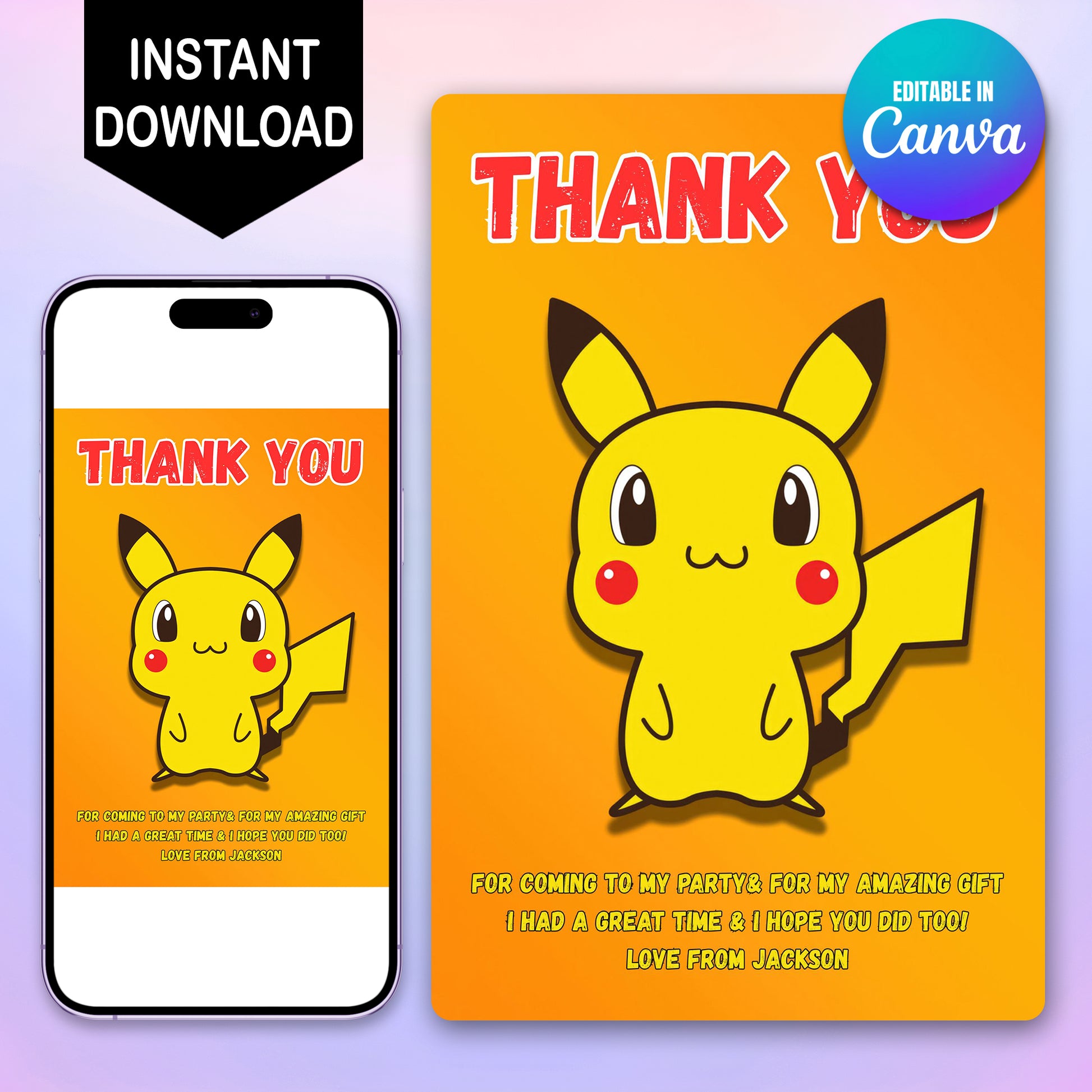 Pokemon Thank You Cards - CreativeRino