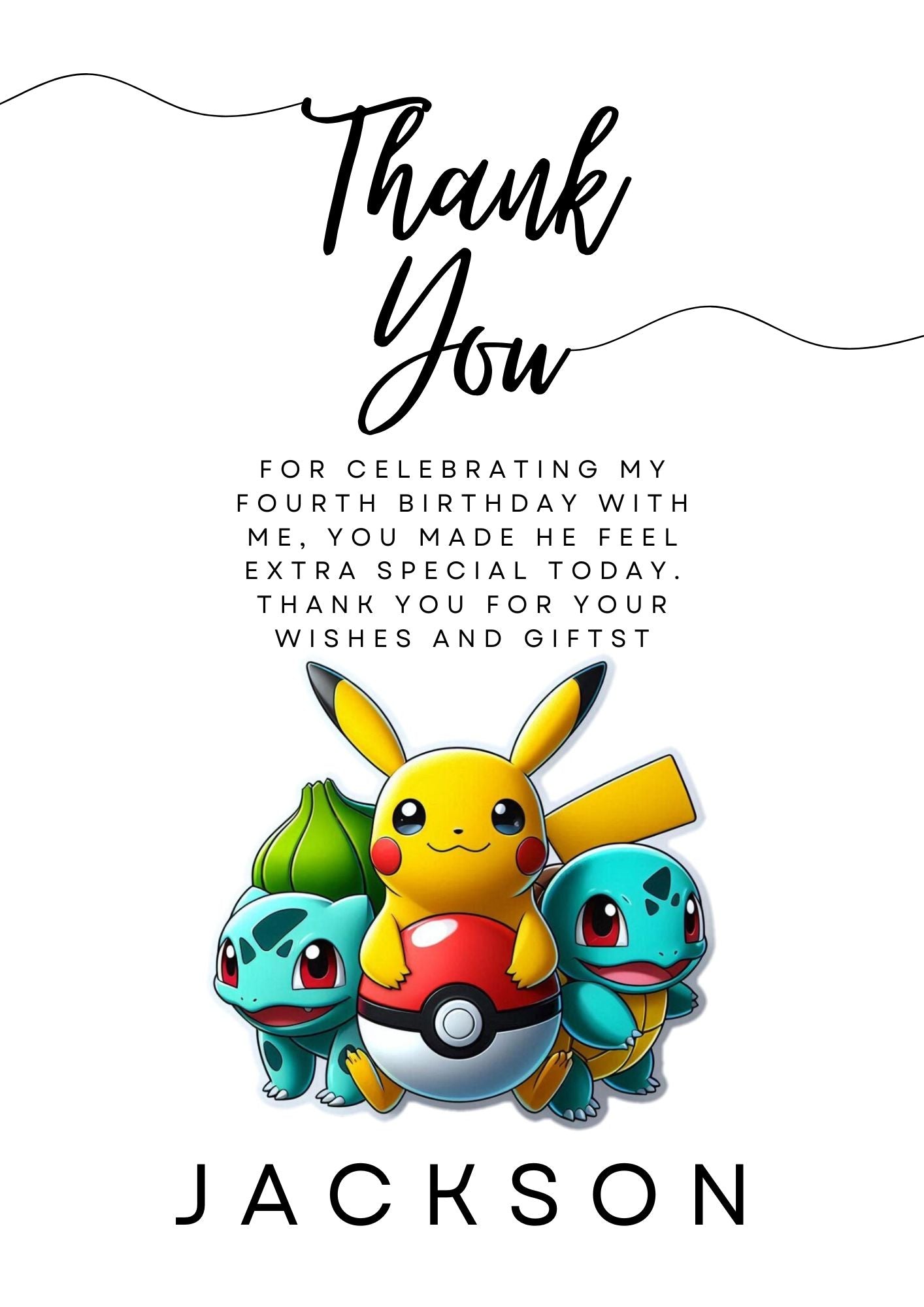Digital Pokemon Thank You Card Template - CreativeRino