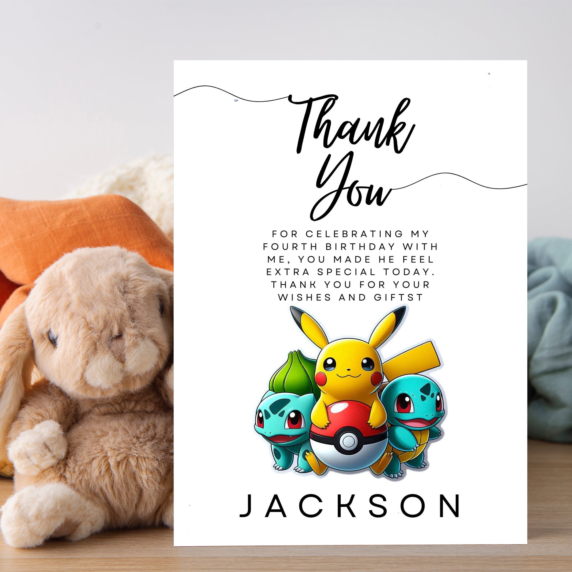 Digital Pokemon Thank You Card Template - CreativeRino