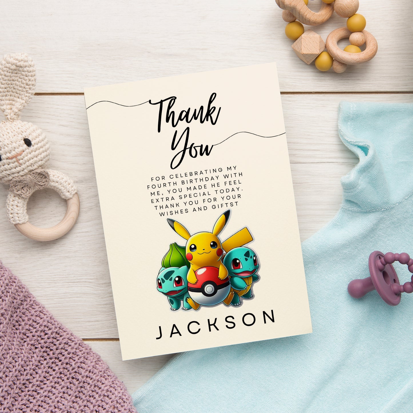 Digital Pokemon Thank You Card Template - CreativeRino