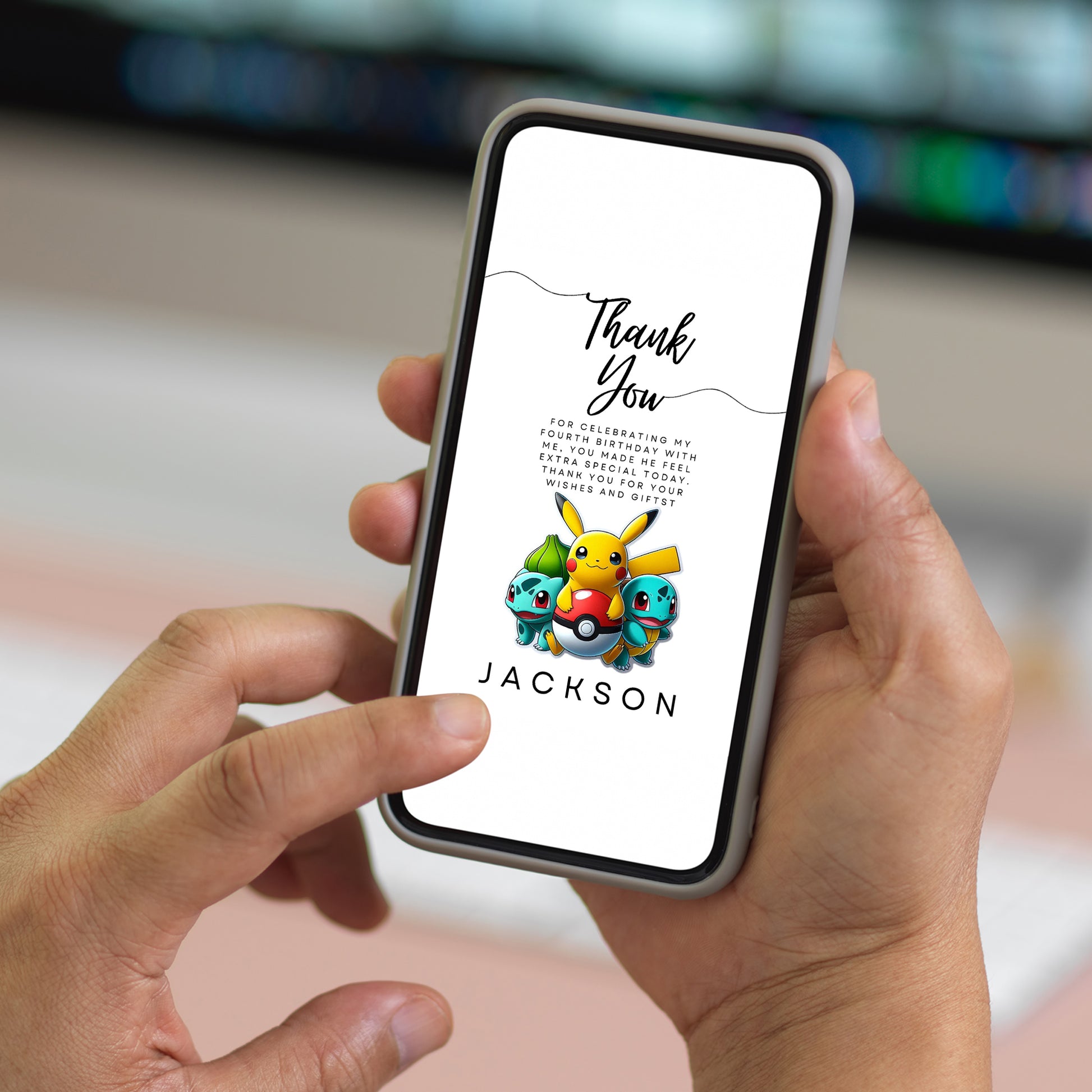 Digital Pokemon Thank You Card Template - CreativeRino