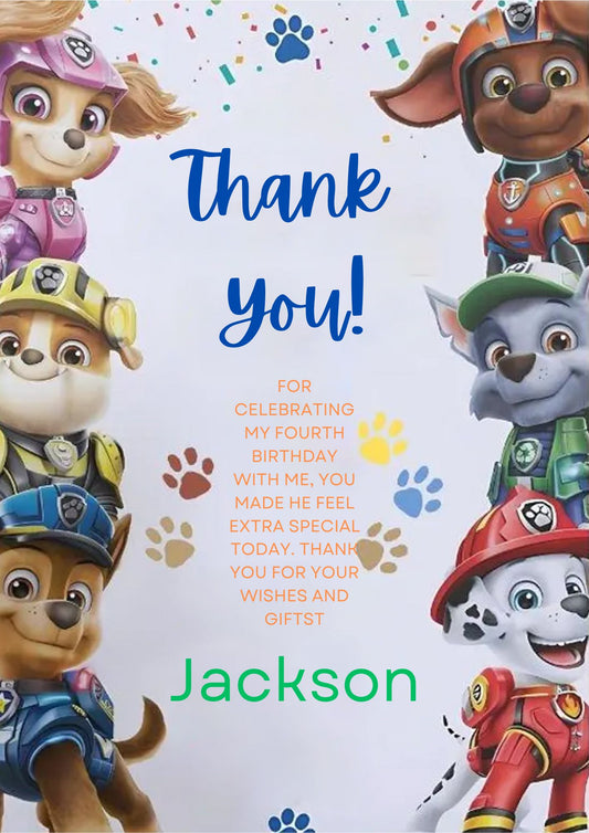 Pow Patrol Thank You Card Template - CreativeRino