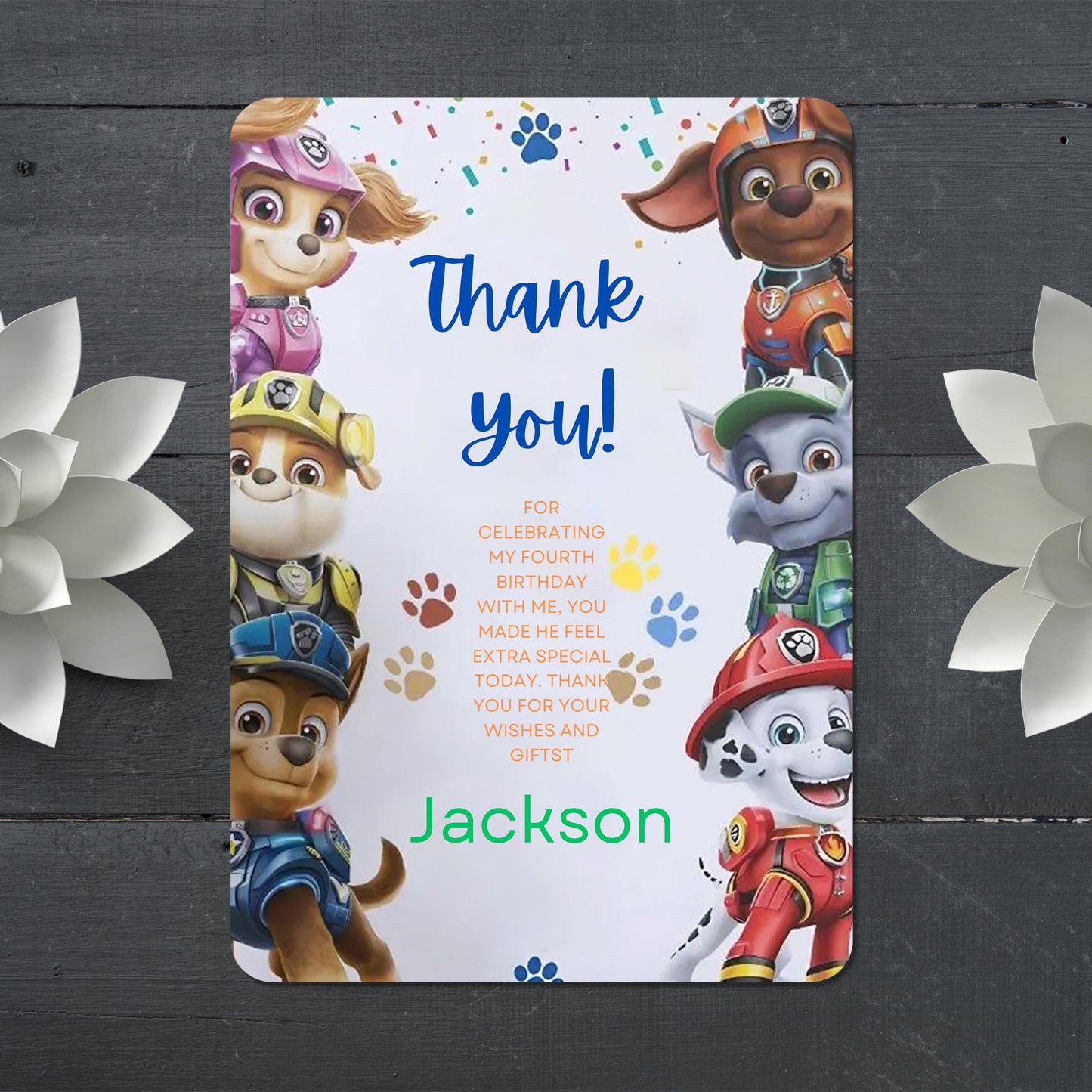 Pow Patrol Thank You Card Template - CreativeRino