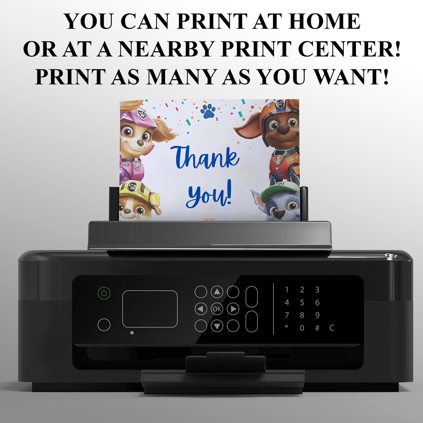 Pow Patrol Thank You Card Template - CreativeRino