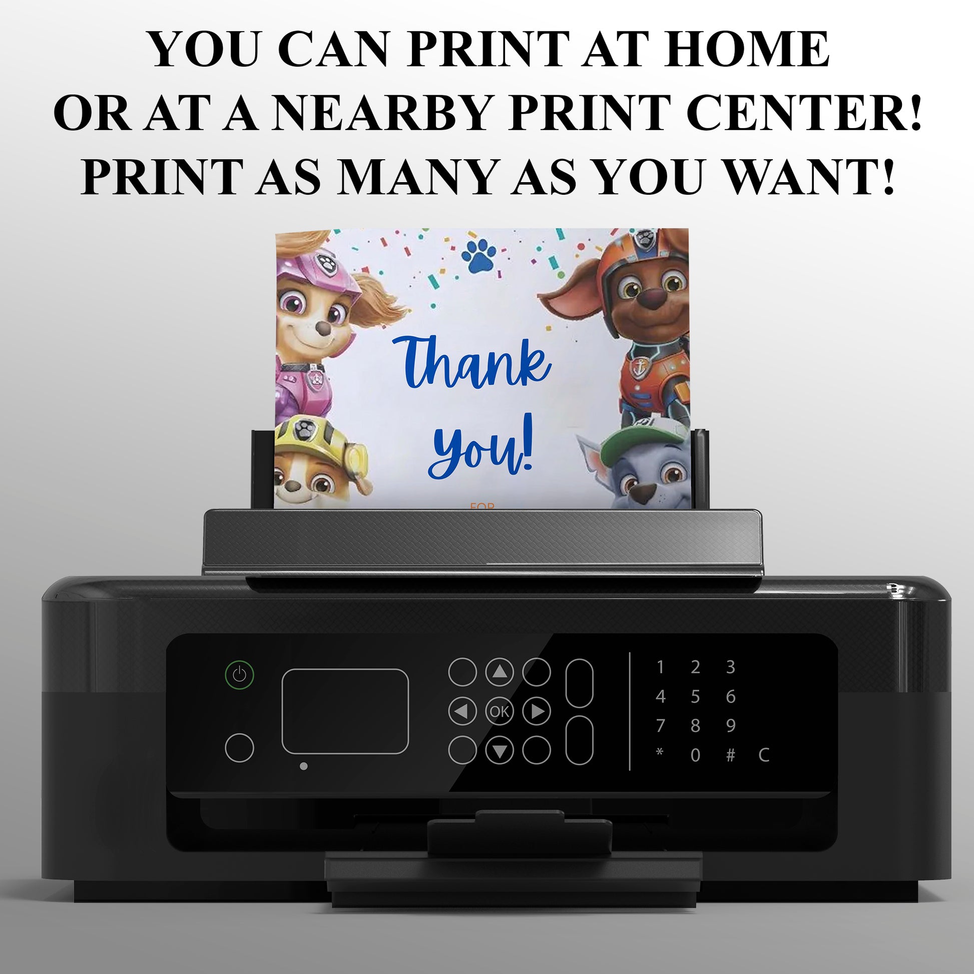 Pow Patrol Thank You Card Template - CreativeRino