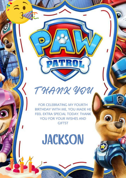 Pow Patrol Thank You Card Invite - CreativeRino