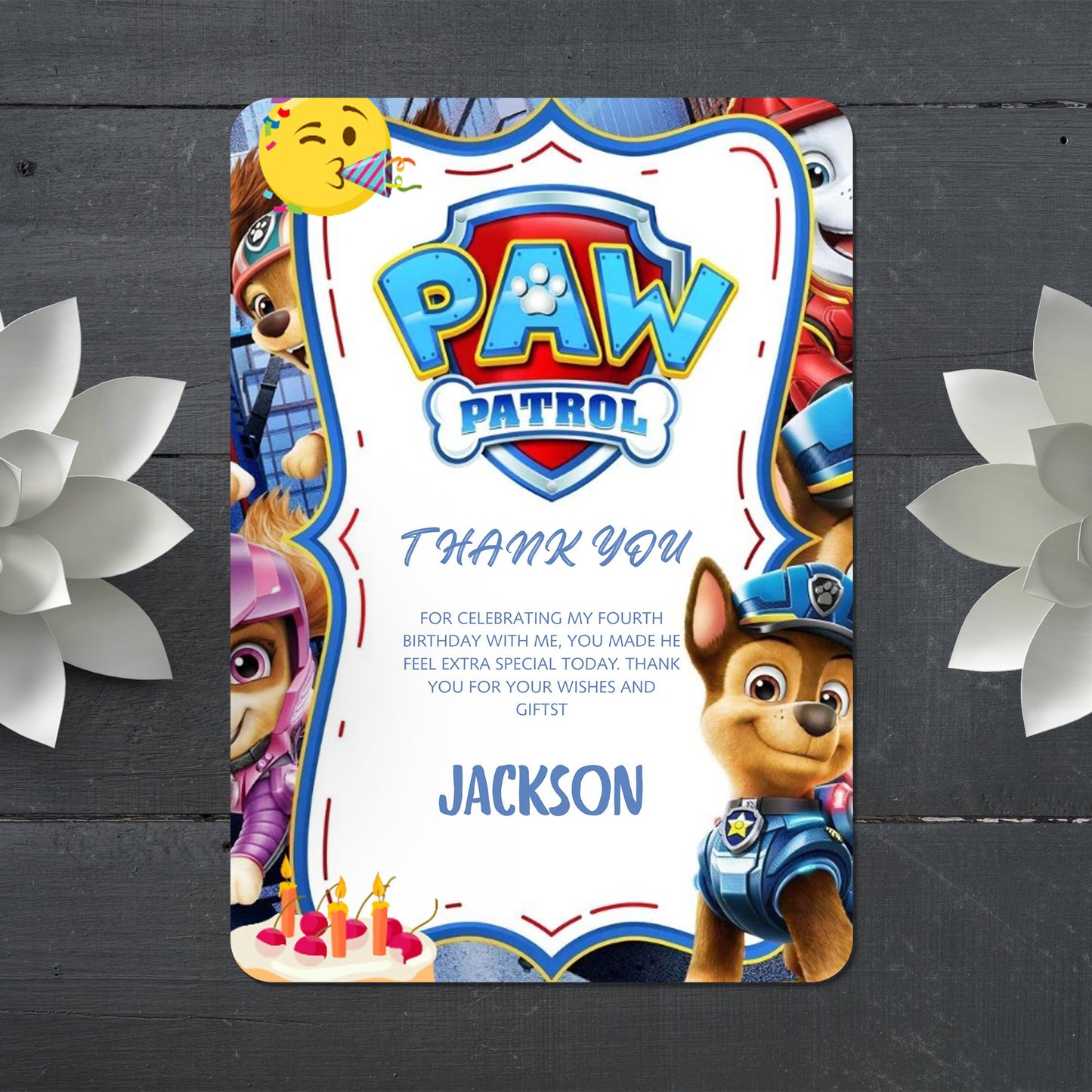 Pow Patrol Thank You Card Invite - CreativeRino