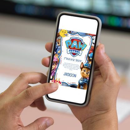 Pow Patrol Thank You Card Invite - CreativeRino