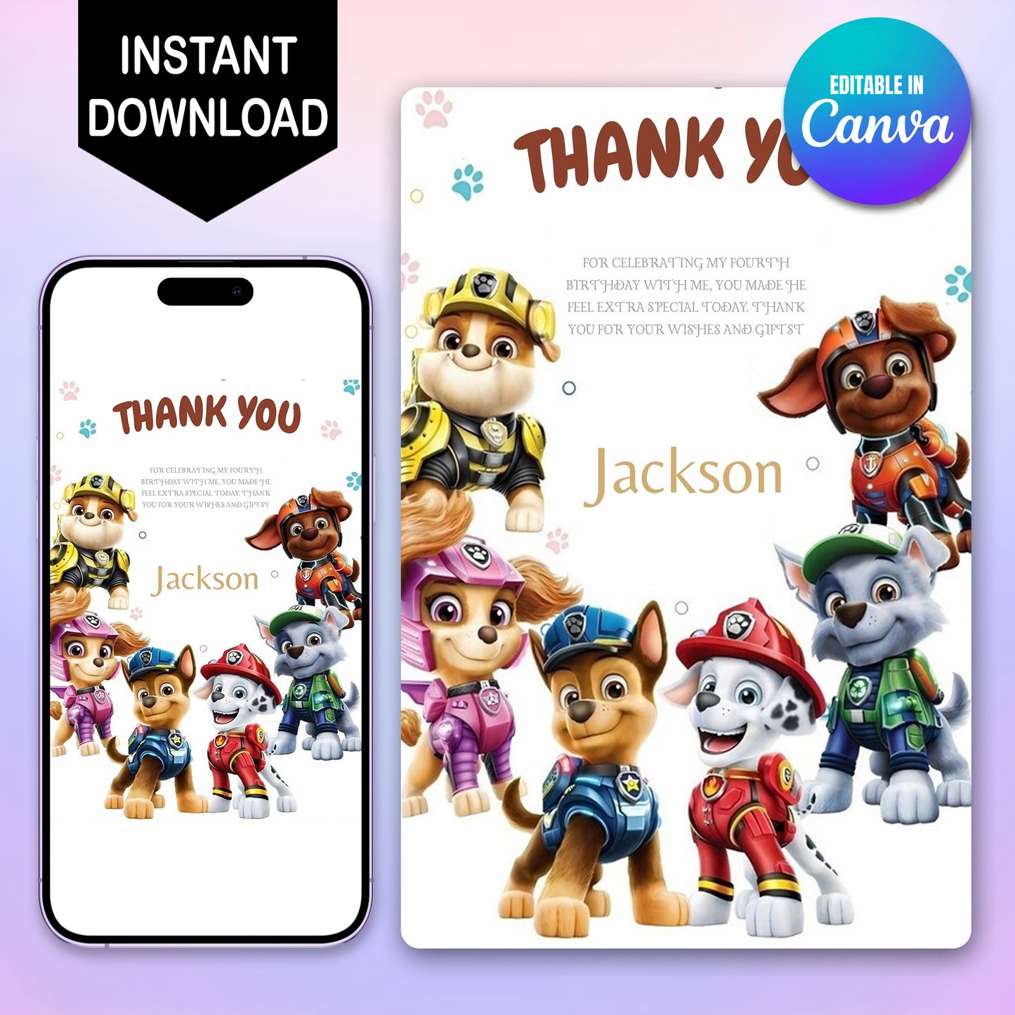 Pow Patrol Thank You Cards - CreativeRino