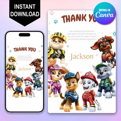 Pow Patrol Thank You Cards - CreativeRino