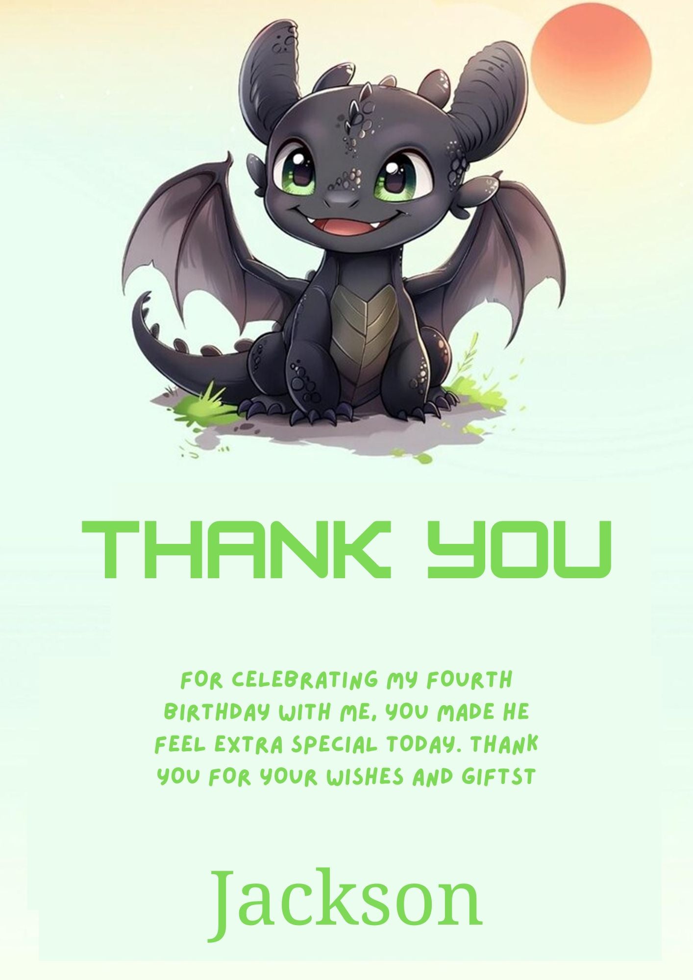 How To Train Your Dragon Birthday Thank You Card - CreativeRino