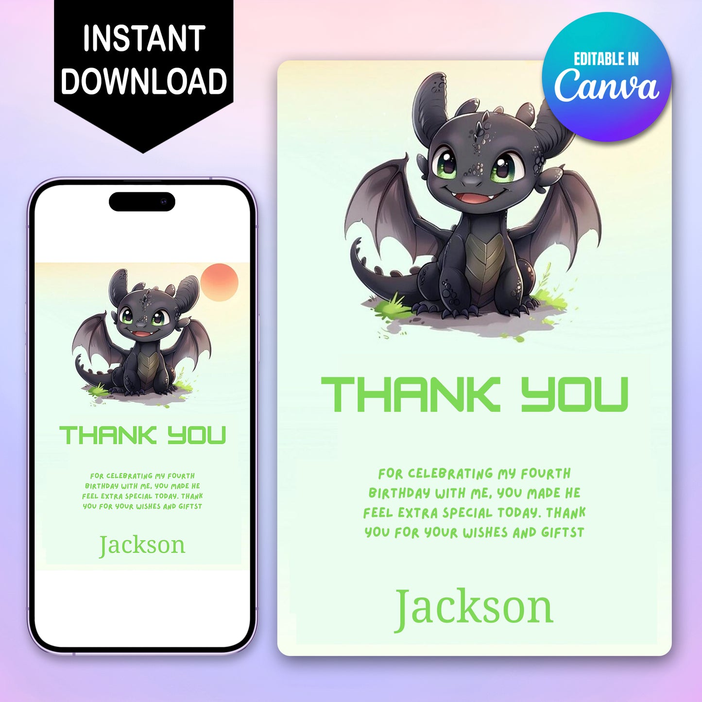 How To Train Your Dragon Birthday Thank You Card - CreativeRino