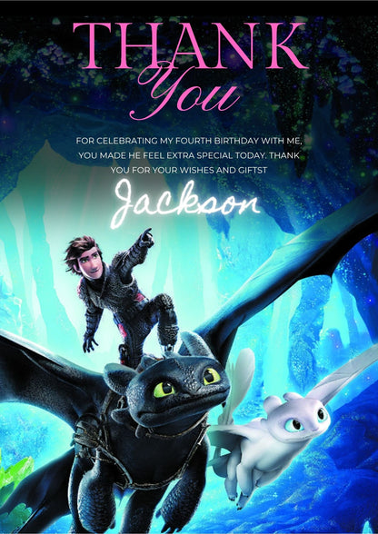 How To Train Your Dragon Party Thank You Card - CreativeRino