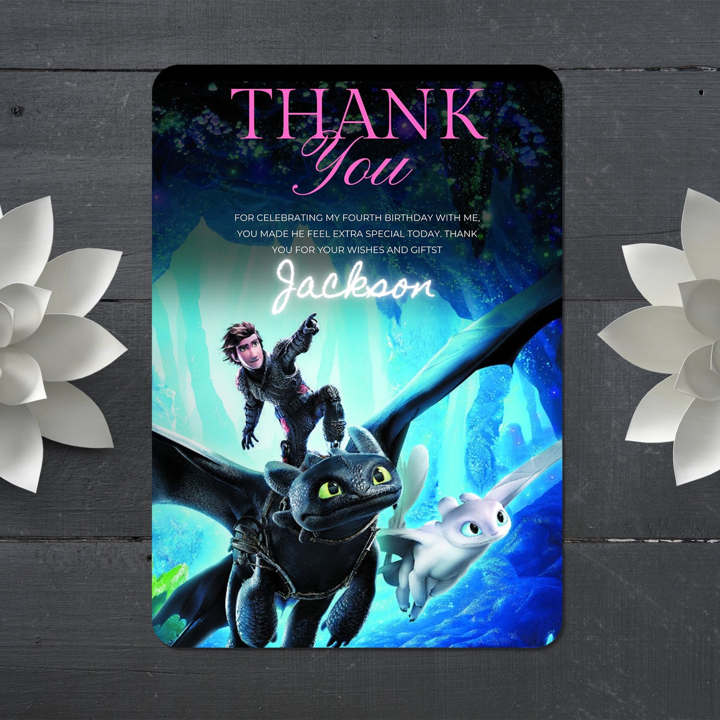 How To Train Your Dragon Party Thank You Card - CreativeRino