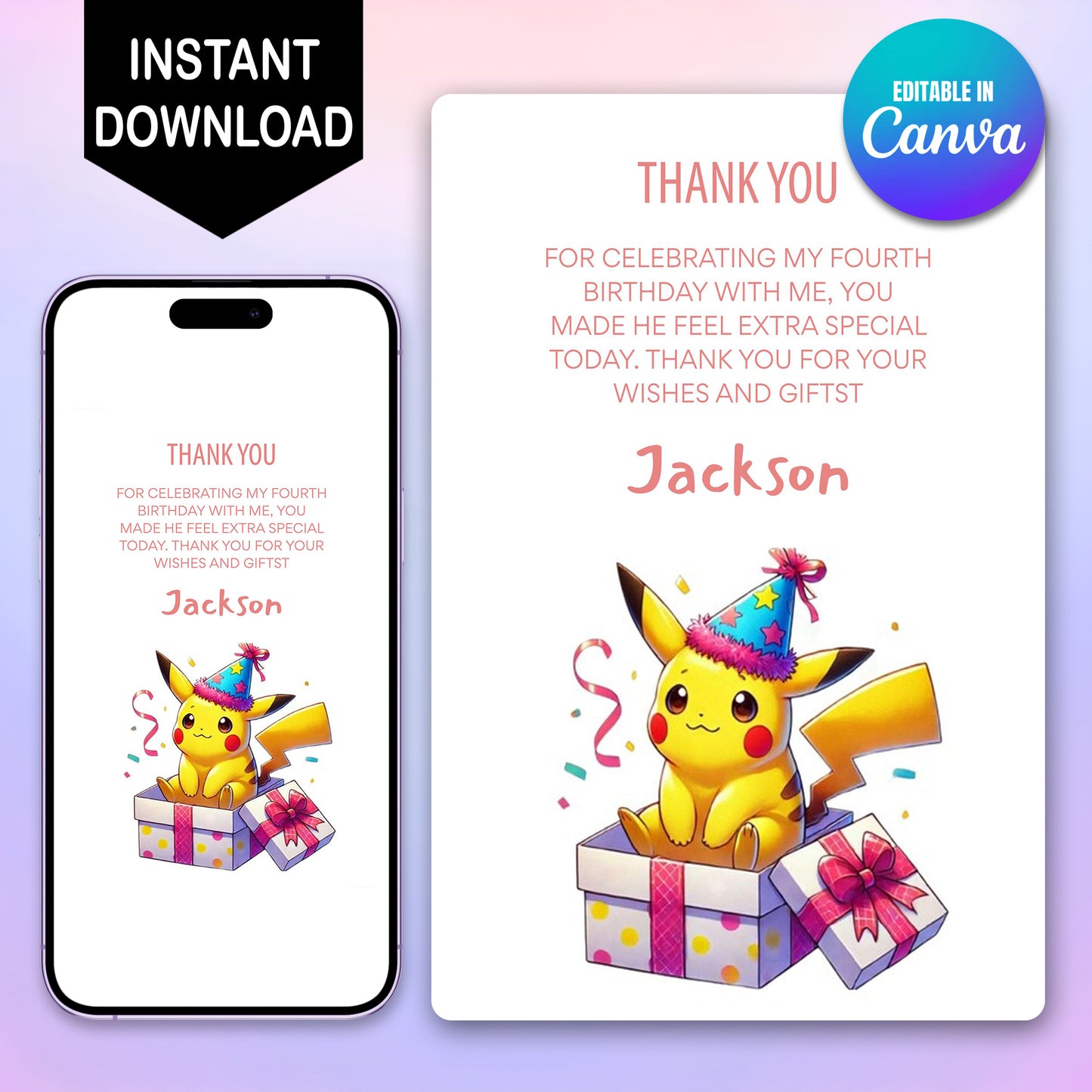 Pokemon Thank You Cards Template - CreativeRino
