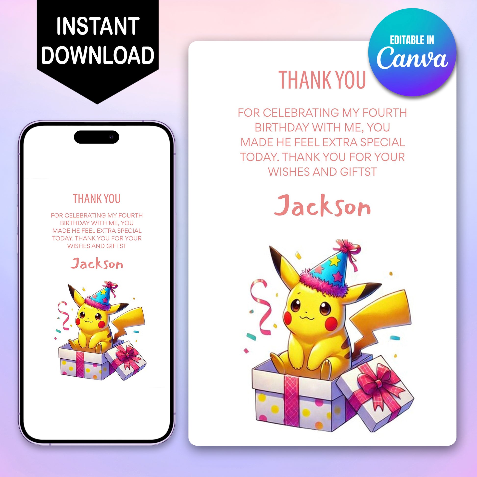 Pokemon Thank You Cards Template - CreativeRino