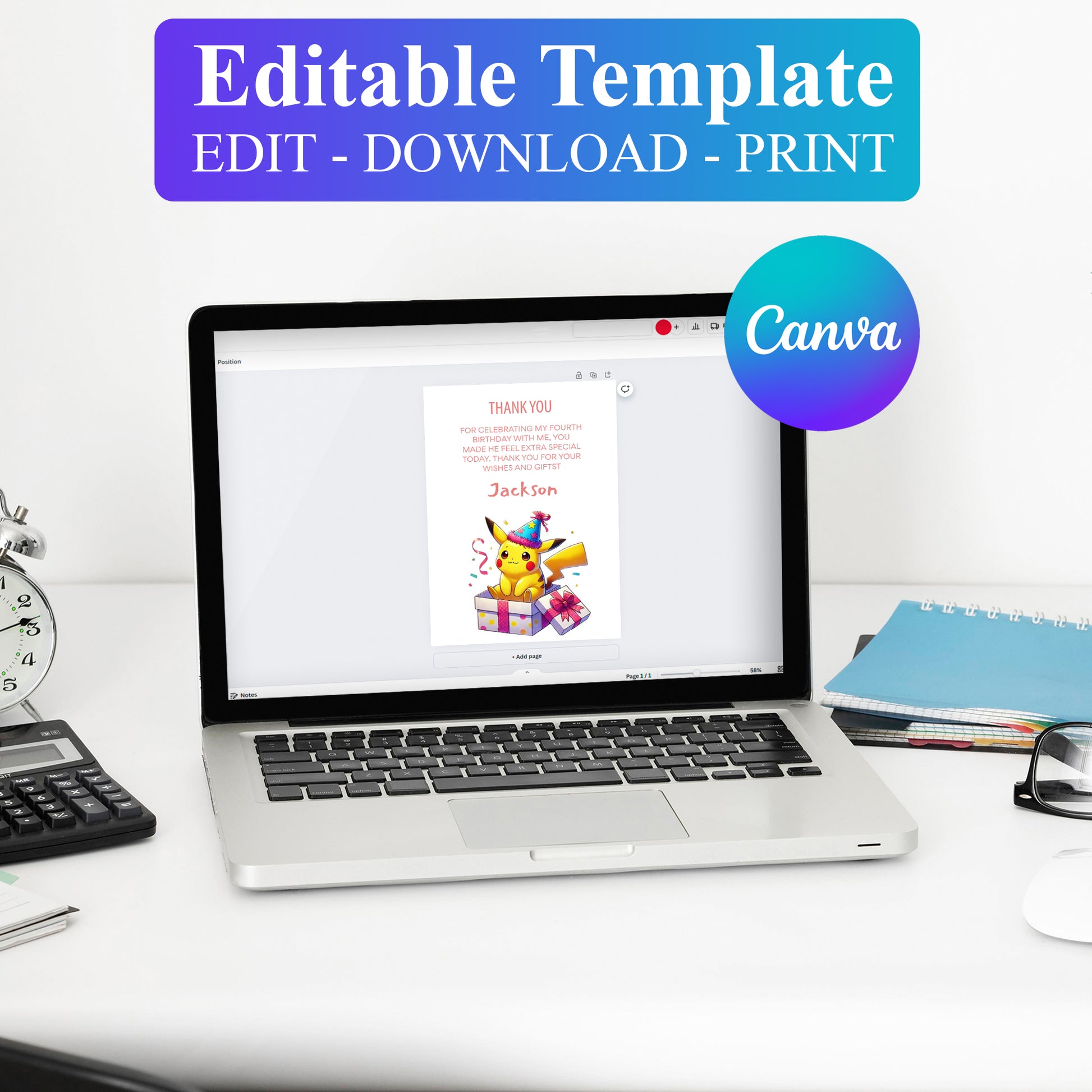 pokemon card print template Pokemon Thank You Cards Template – CreativeRino