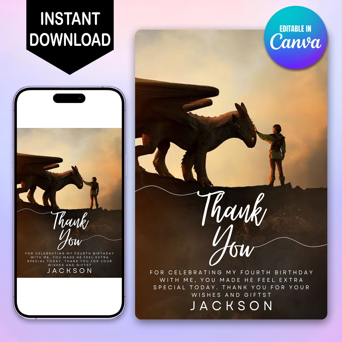 How To Train Your Dragon Digital Thank You Card - CreativeRino