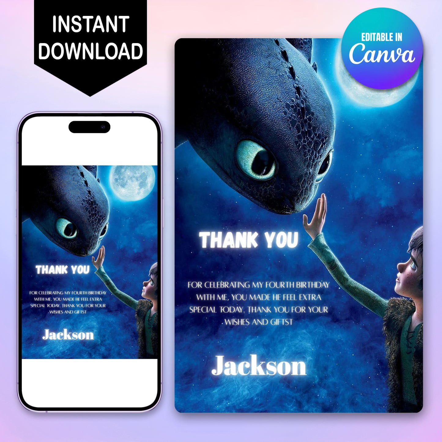 How To Train Your Dragon Printable Thank You Card - CreativeRino