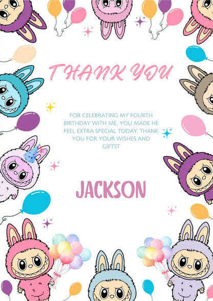 Labubu Birthday Thank You Card - CreativeRino