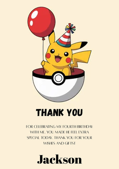 Pokemon Thank You Cards Invite - CreativeRino