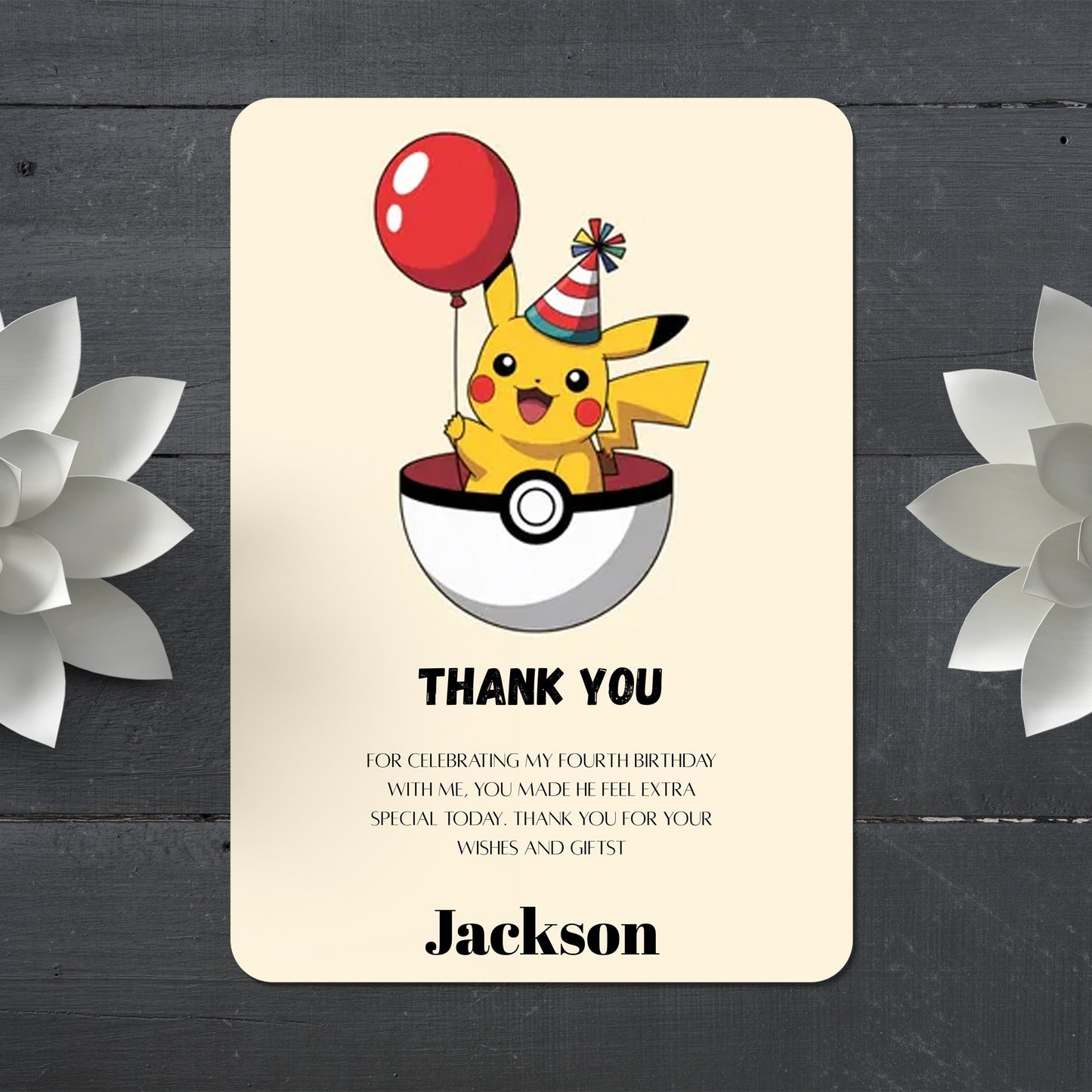 Pokemon Thank You Cards Invite - CreativeRino