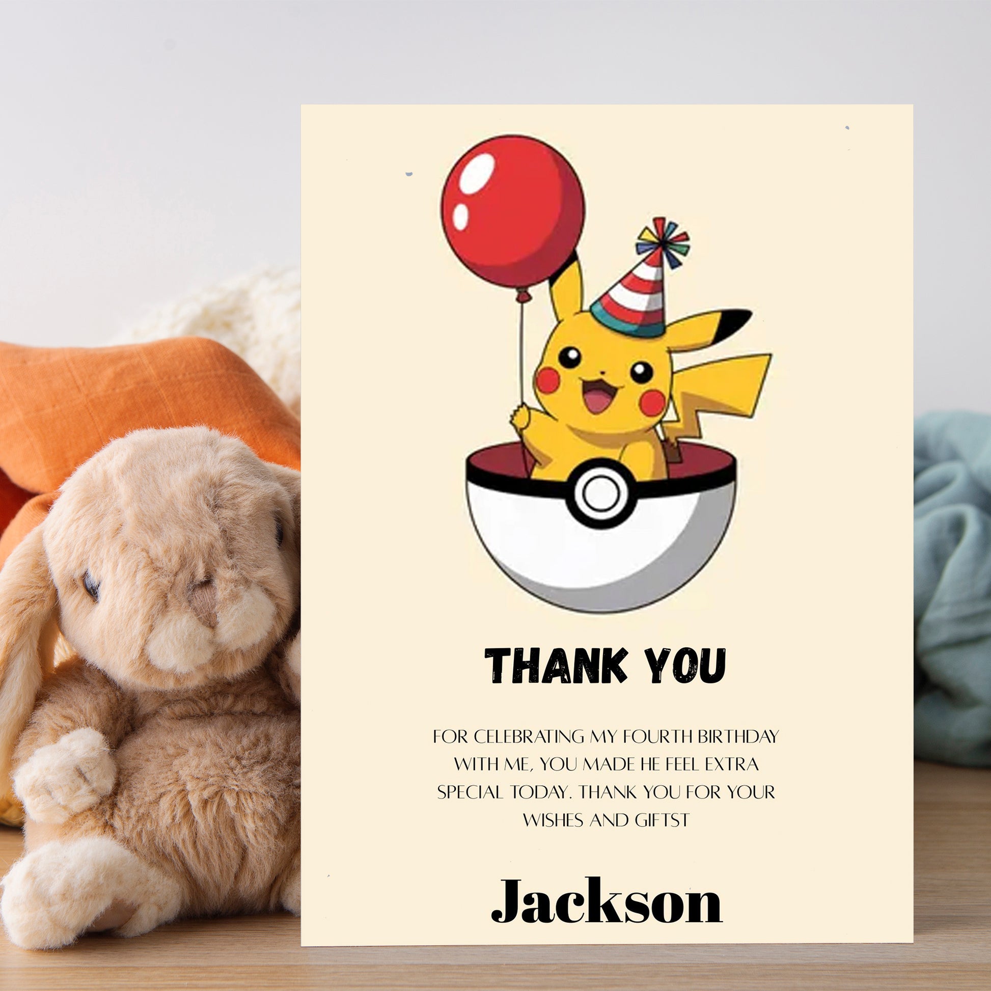 Pokemon Thank You Cards Invite - CreativeRino