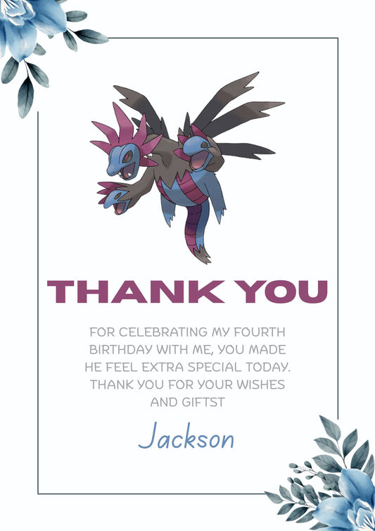 Pokemon Hydreigon Thank You Card - CreativeRino