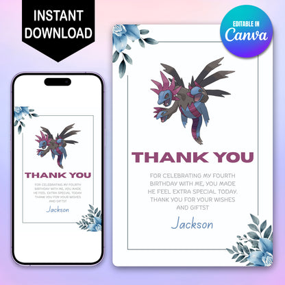 Pokemon Hydreigon Thank You Card - CreativeRino