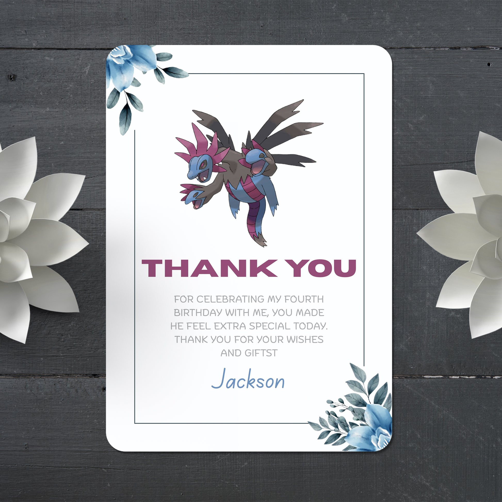 Pokemon Hydreigon Thank You Card - CreativeRino
