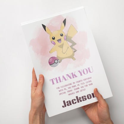 Pokemon Pikachu Thank You Card Invite - CreativeRino