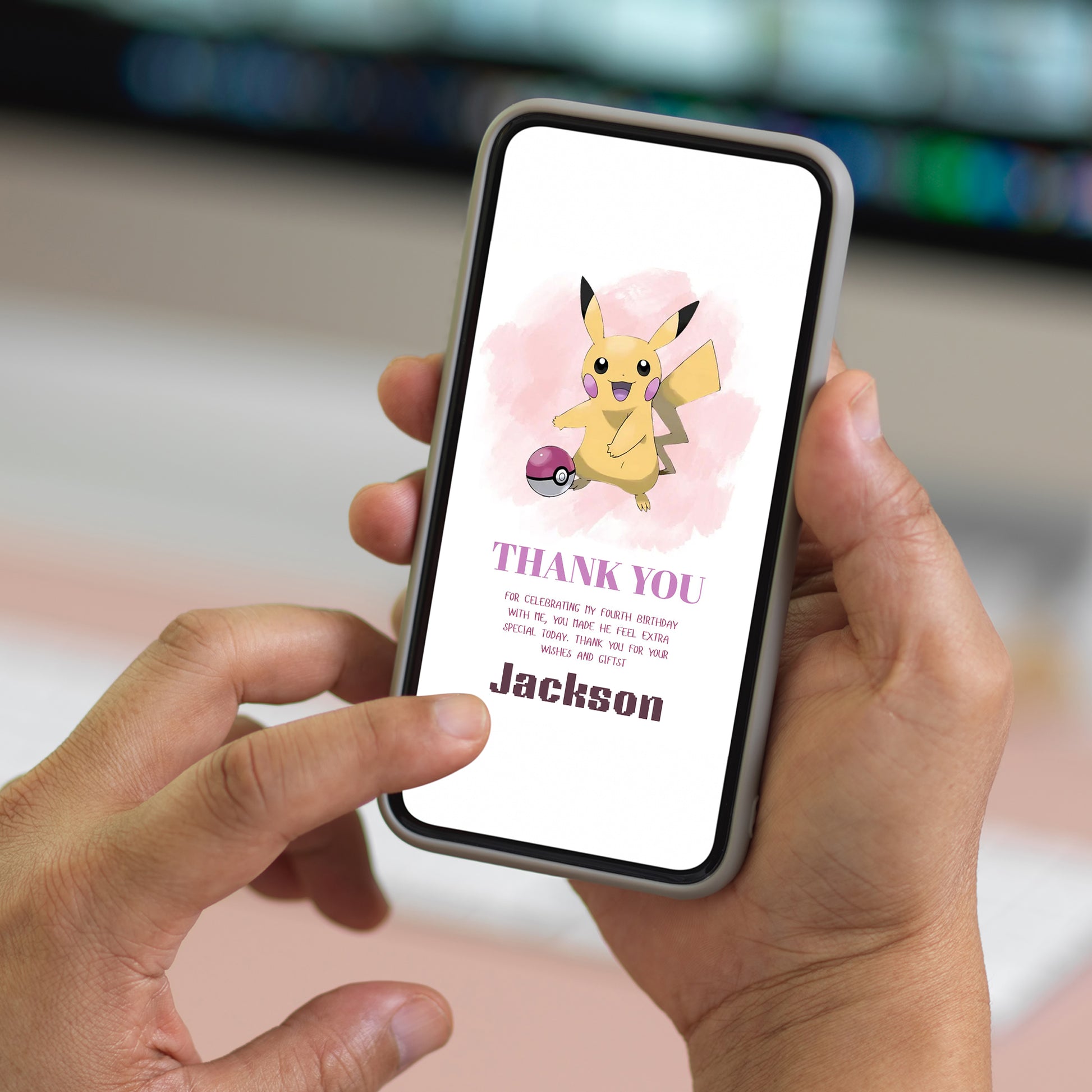 Pokemon Pikachu Thank You Card Invite - CreativeRino