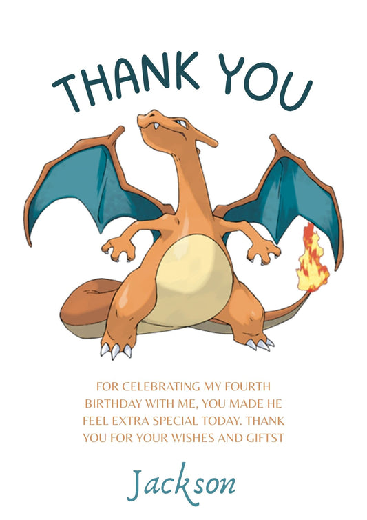 Charizard Thank You Card Invite - CreativeRino