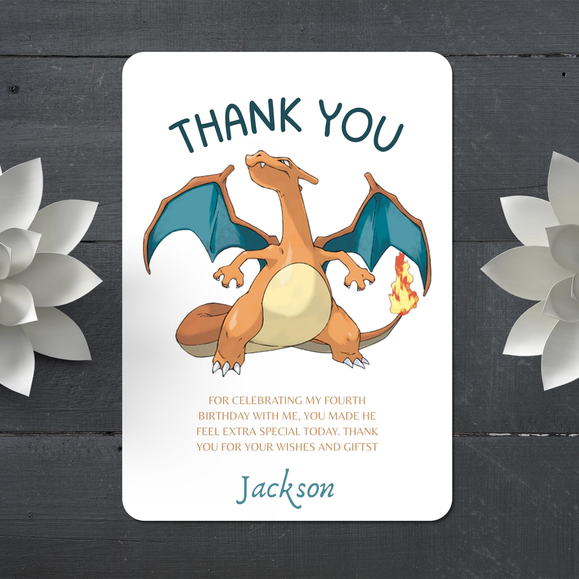 Charizard Thank You Card Invite - CreativeRino