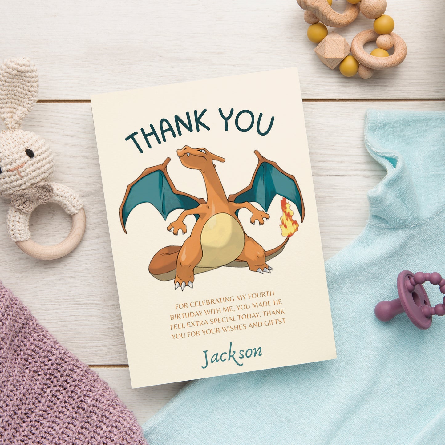Charizard Thank You Card Invite - CreativeRino