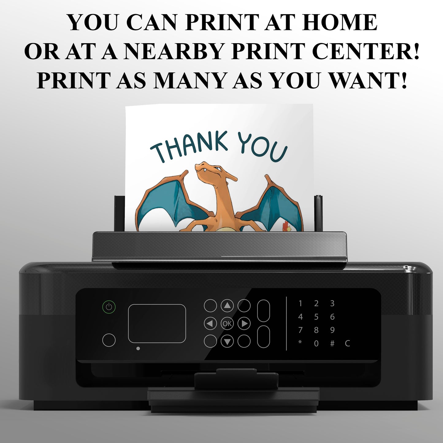 Charizard Thank You Card Invite - CreativeRino