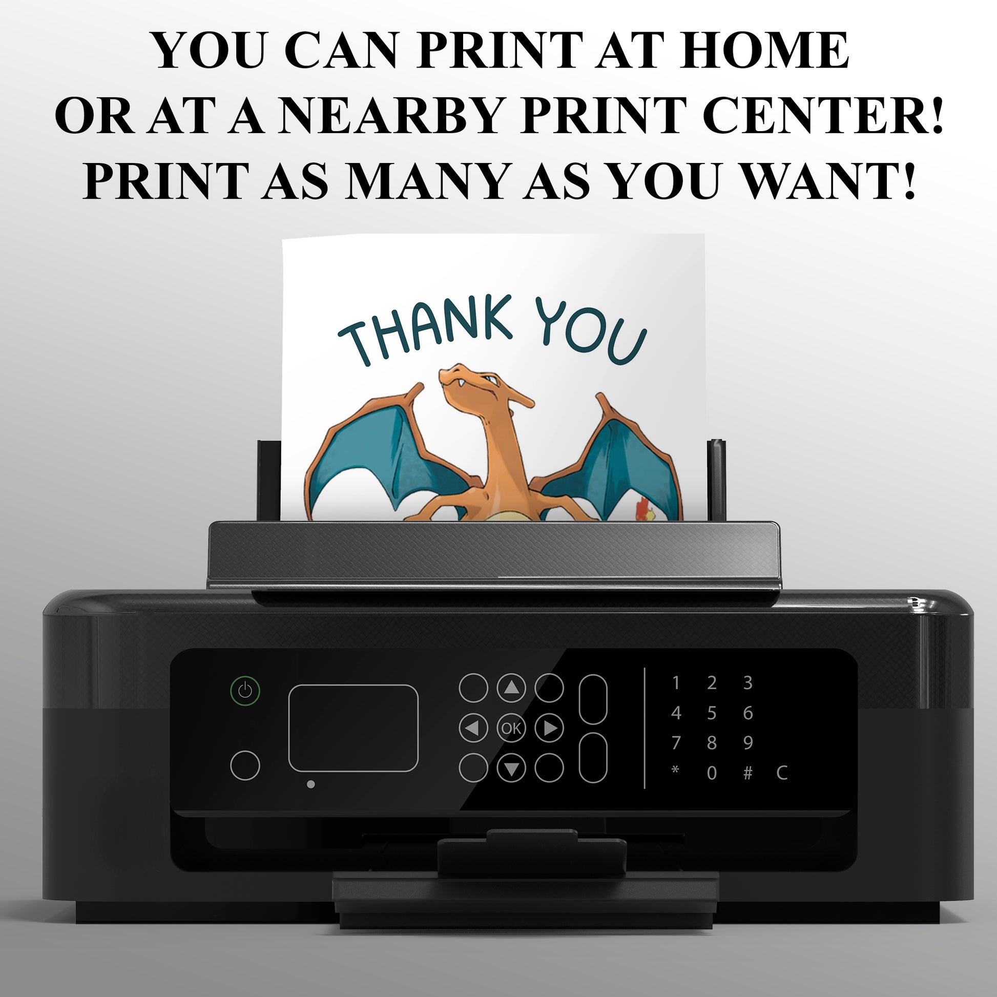 Charizard Thank You Card Invite - CreativeRino