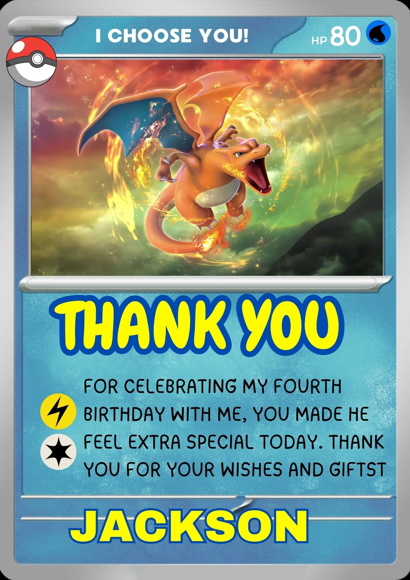 Charizard Thank You Cards - CreativeRino