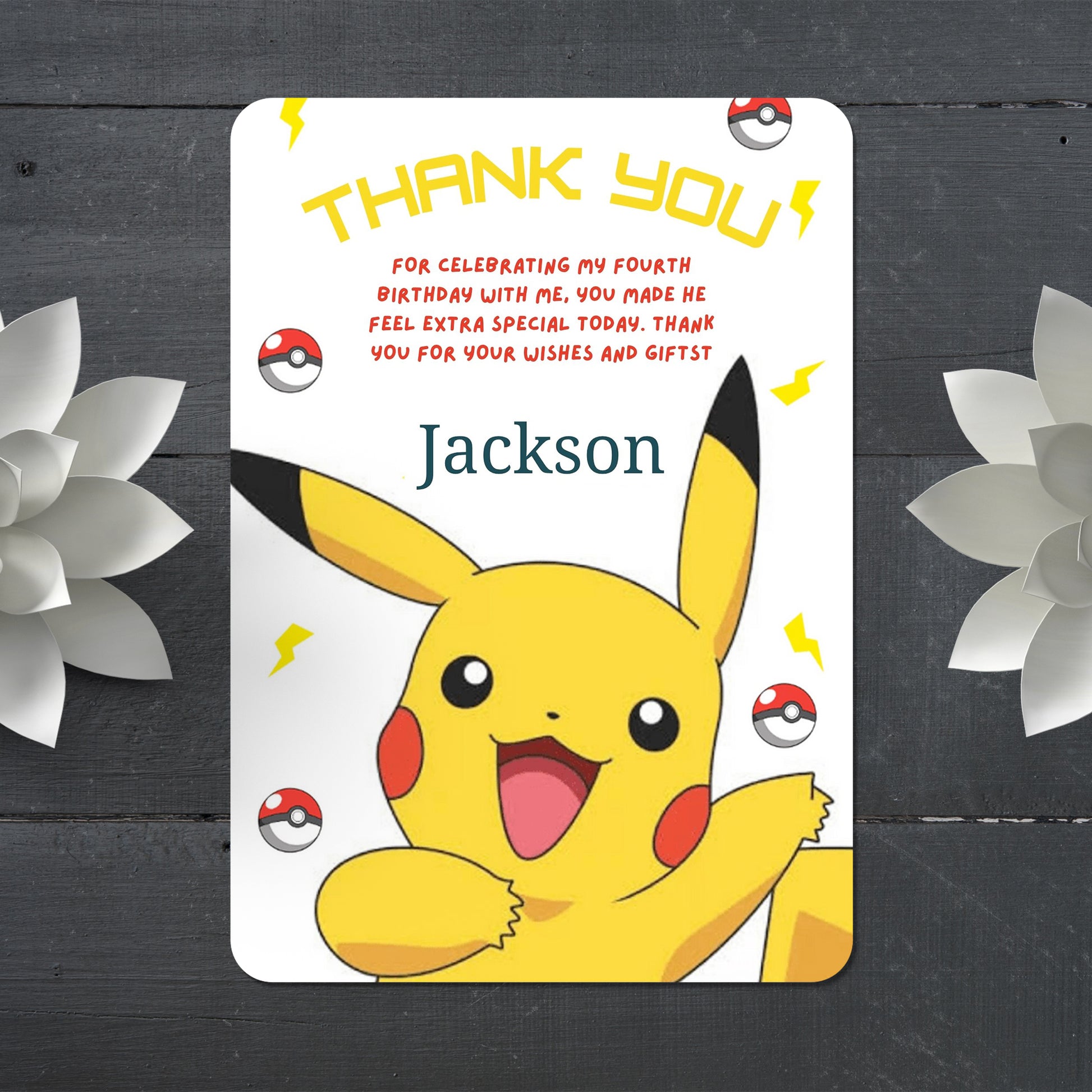 Pikachu Thank You Card Invite - CreativeRino