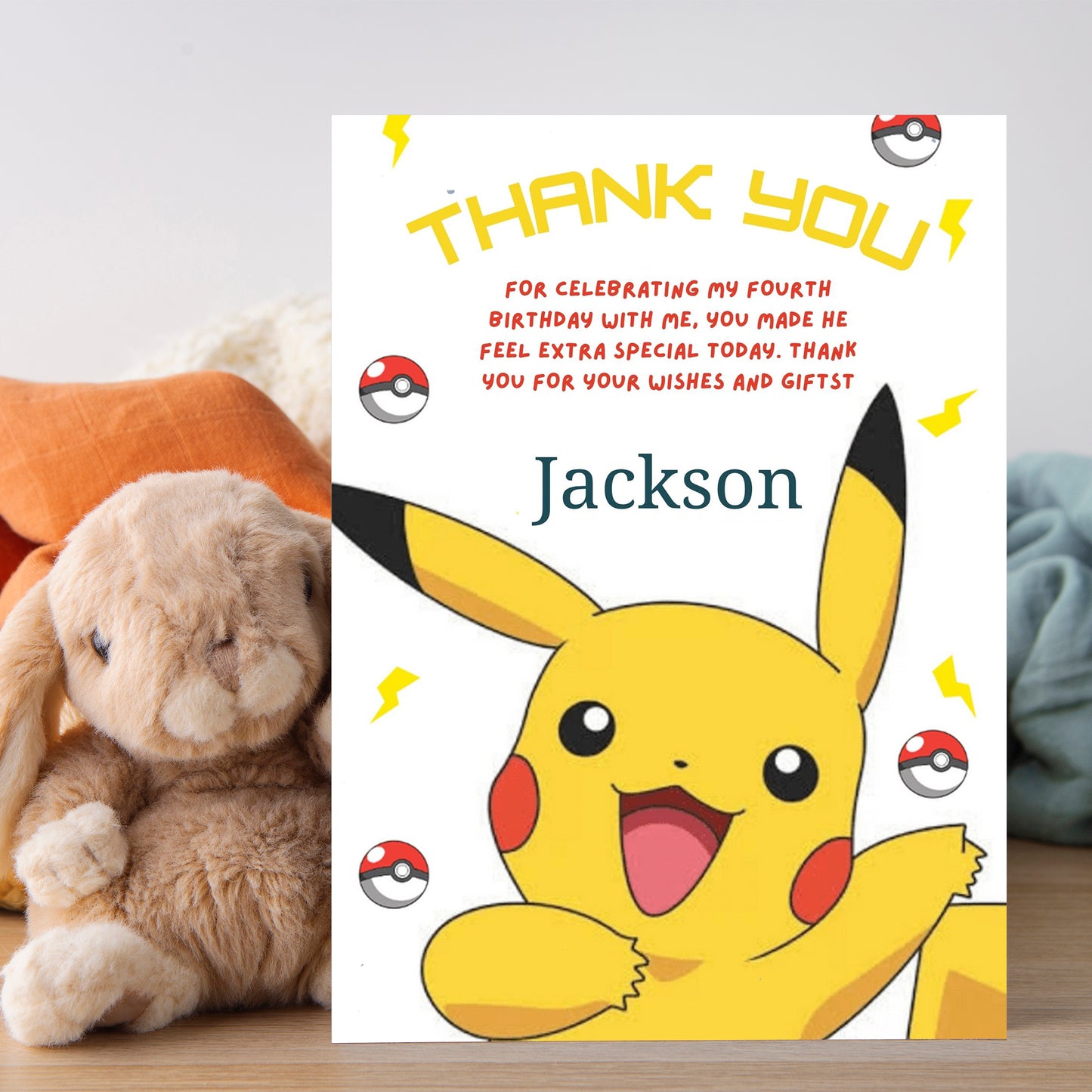 Pikachu Thank You Card Invite - CreativeRino