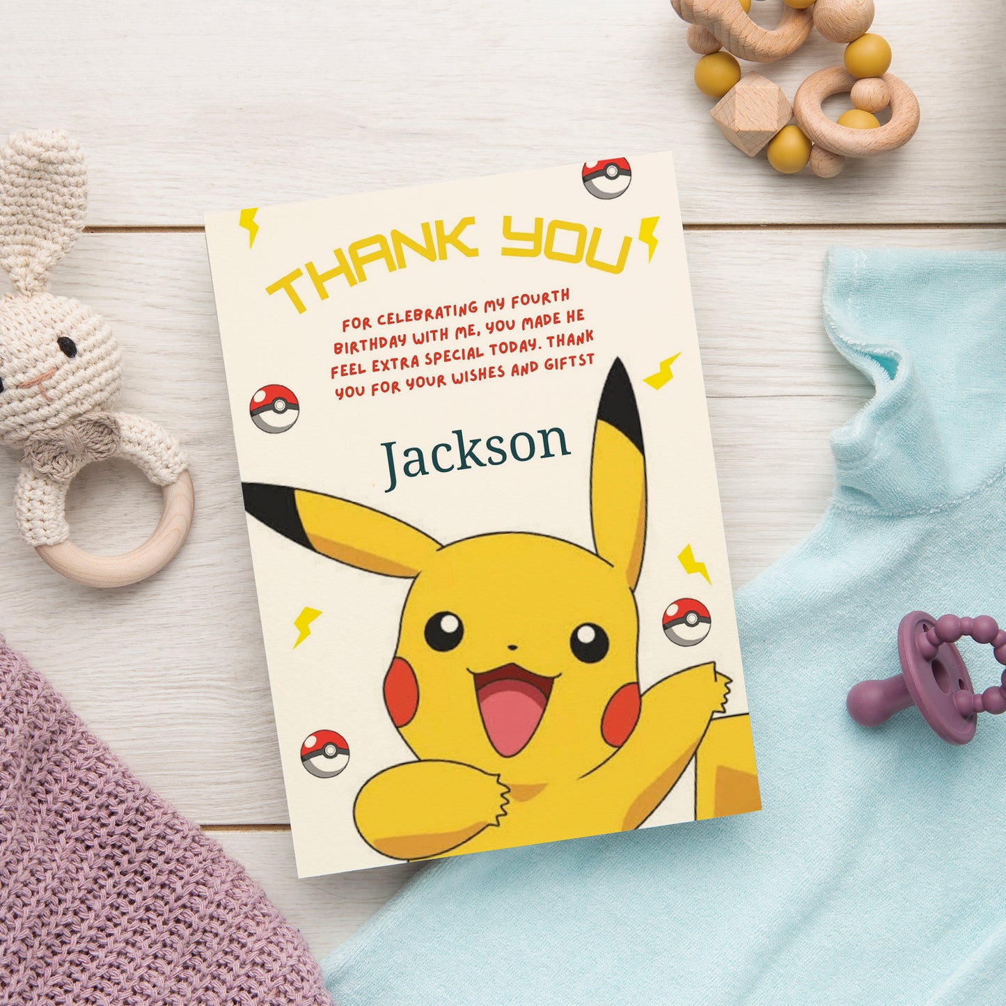 Pikachu Thank You Card Invite - CreativeRino