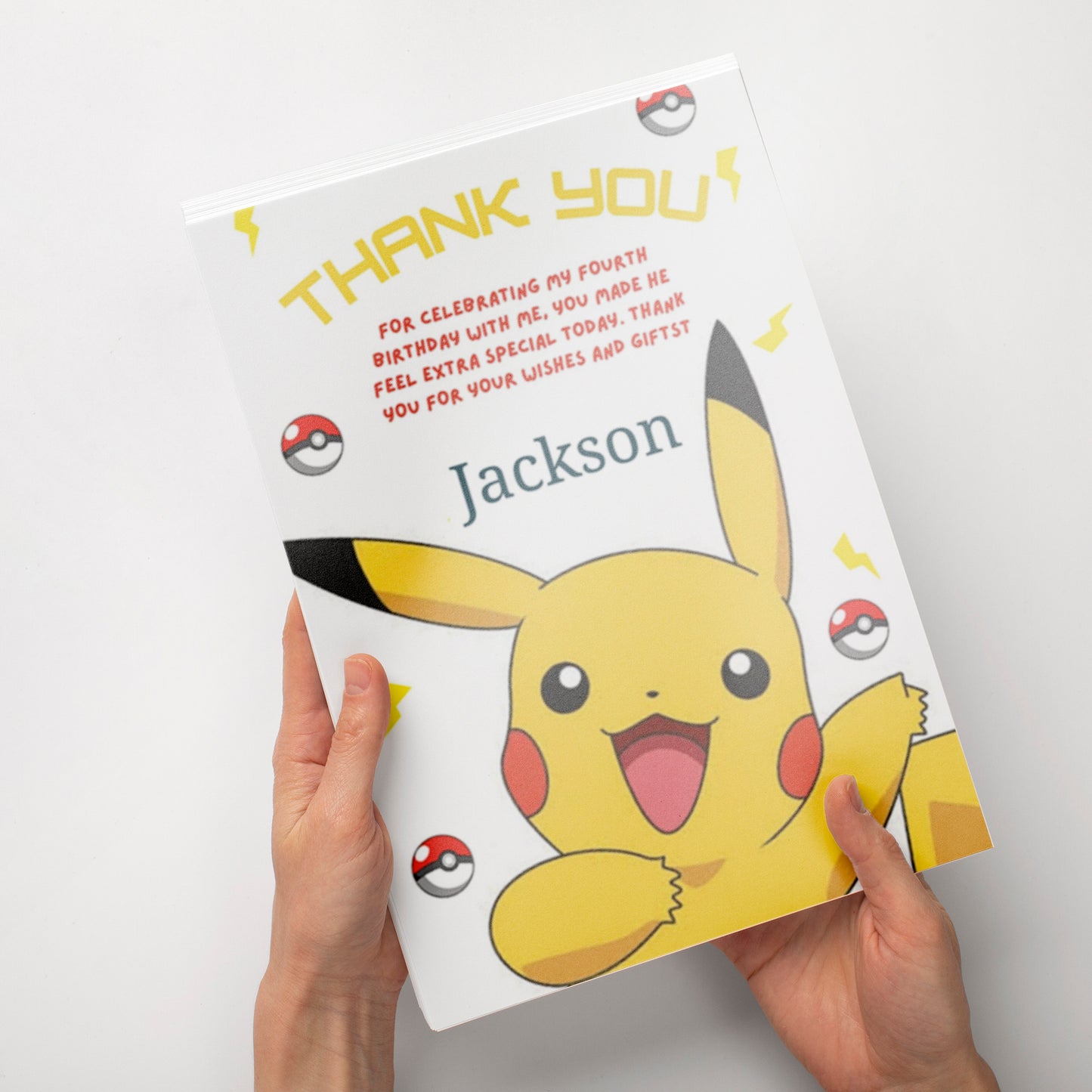 Pikachu Thank You Card Invite - CreativeRino