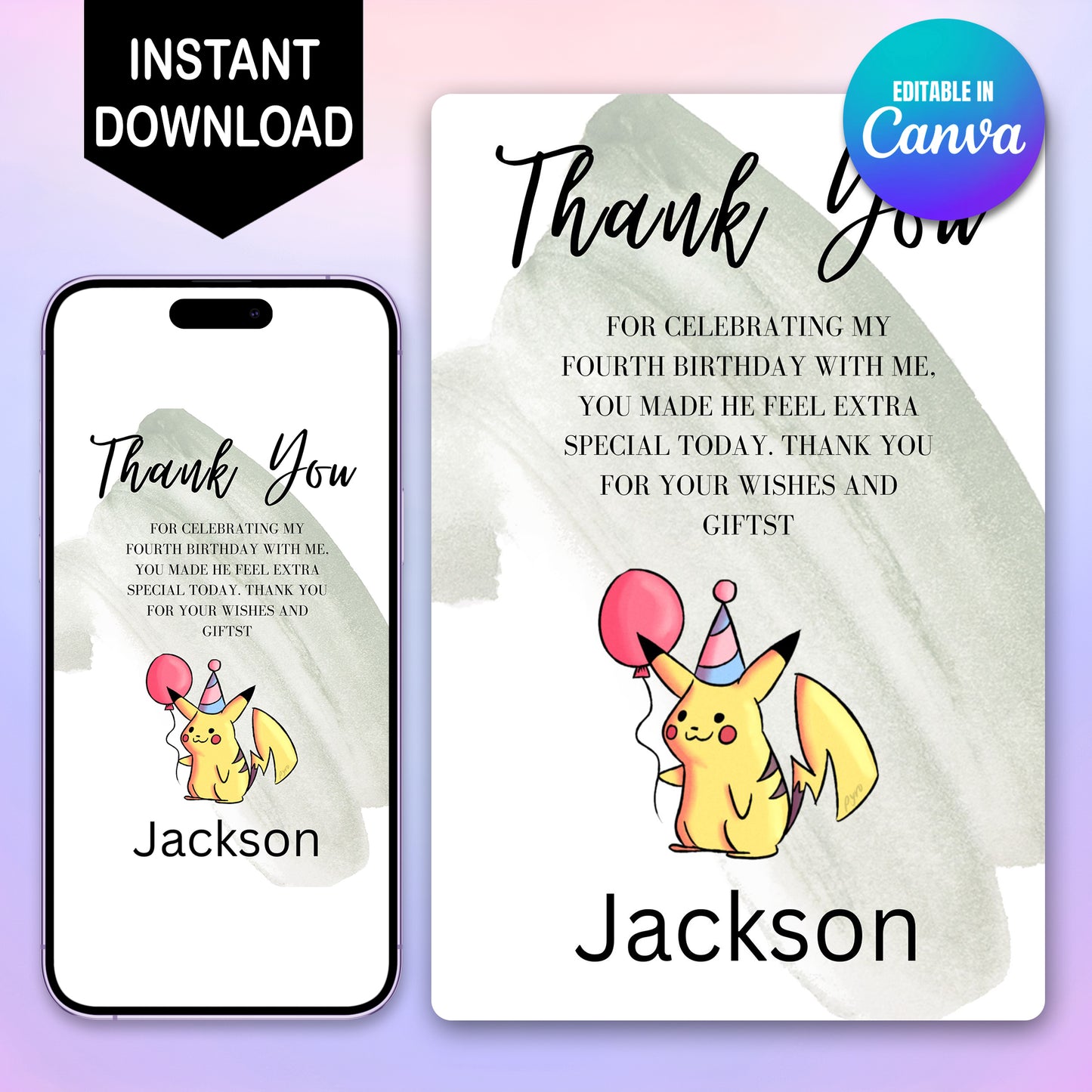Pokemon Thank You Card Template - CreativeRino