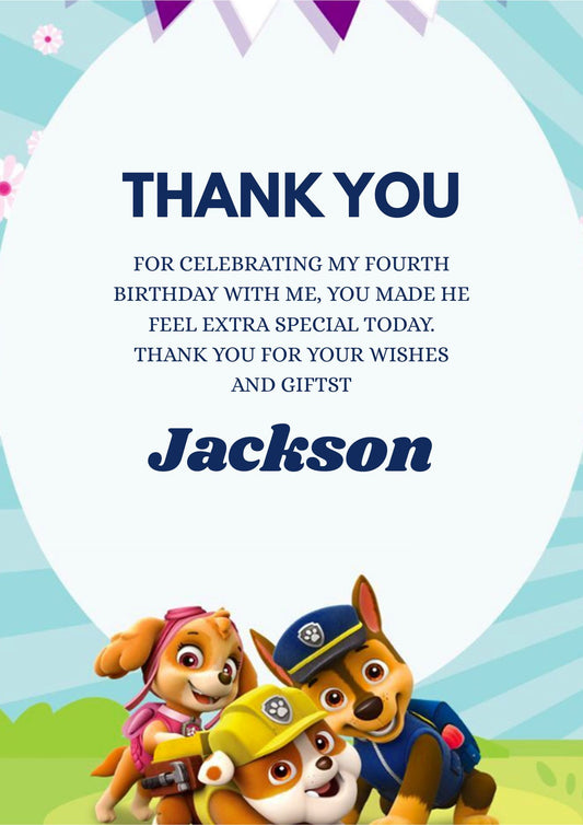 Paw Patrol Printable Thank You Card - CreativeRino
