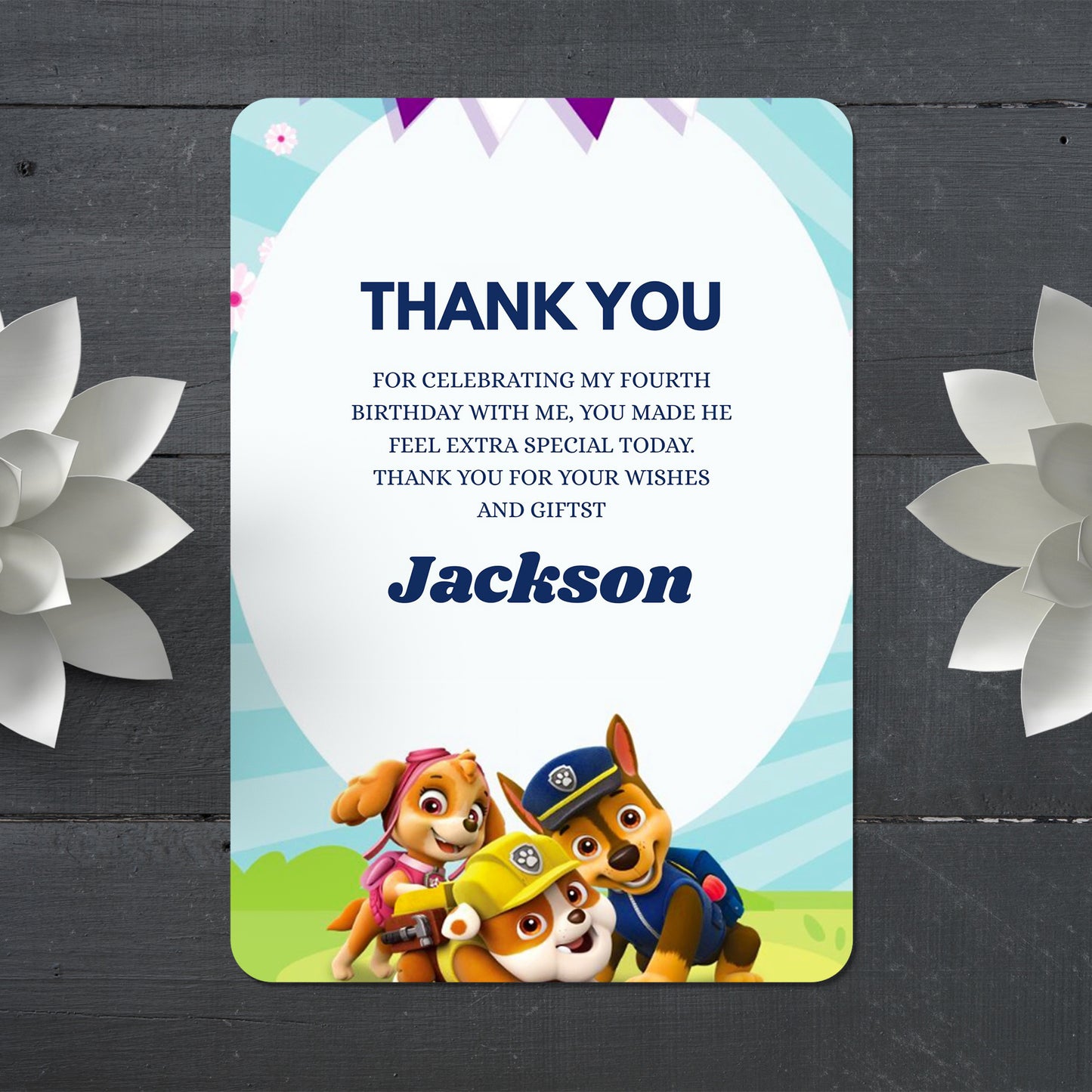 Paw Patrol Printable Thank You Card - CreativeRino