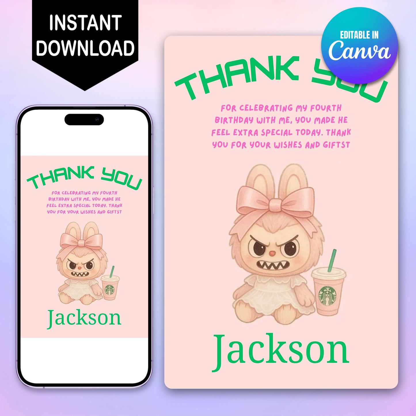 Labubu Thank You Card - CreativeRino