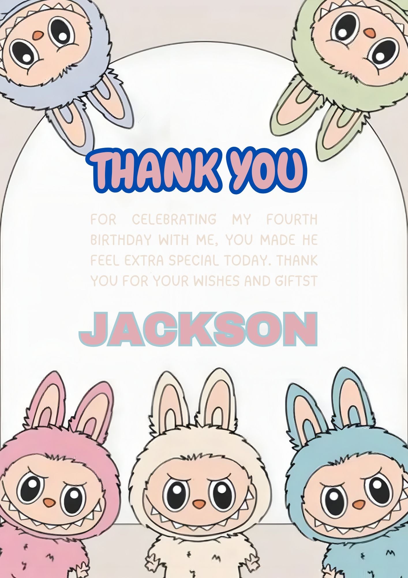 Labubu Printable Thank You Card - CreativeRino