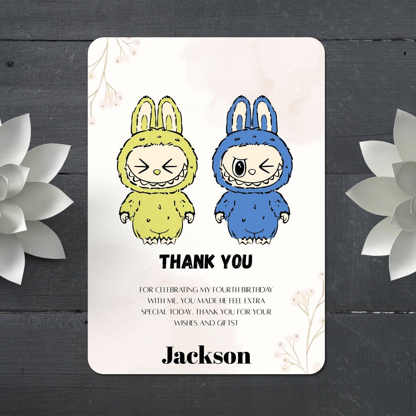 Labubu Editable Thank You Card - CreativeRino