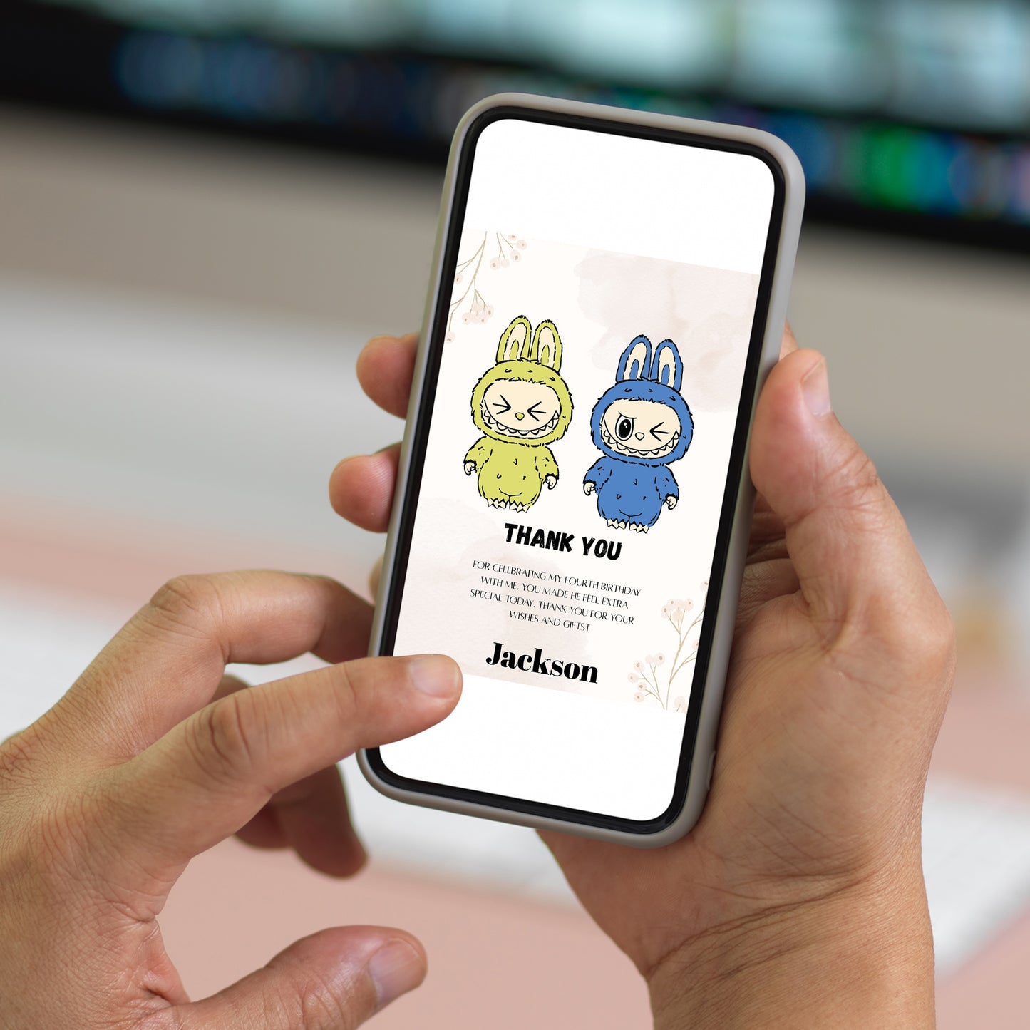 Labubu Editable Thank You Card - CreativeRino