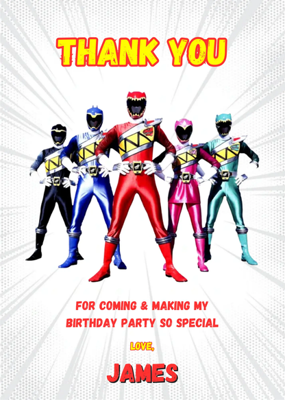Power Rangers Thank You Card Template - CreativeRino